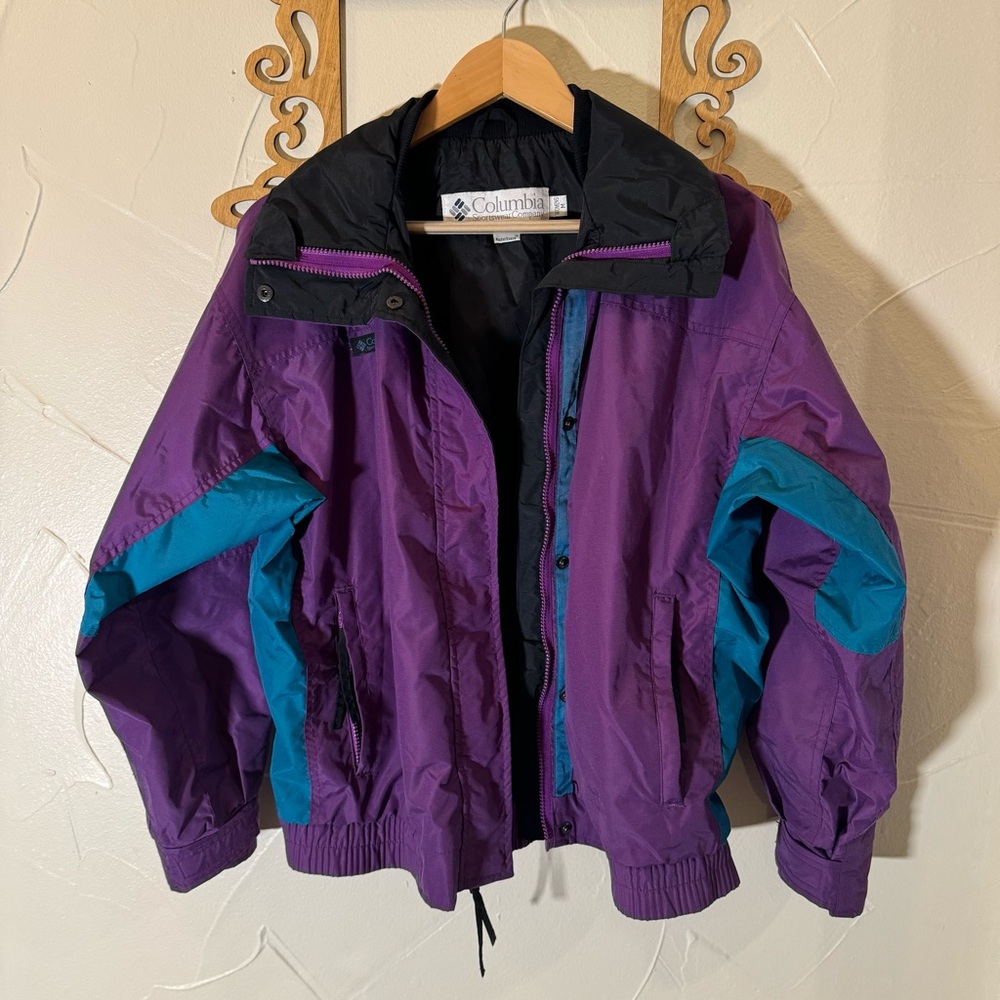 🦋Vintage Columbia Women’s Purple with Teal Bugaboo Windbreaker Shell Jacket🦋 - Picture 2 of 12